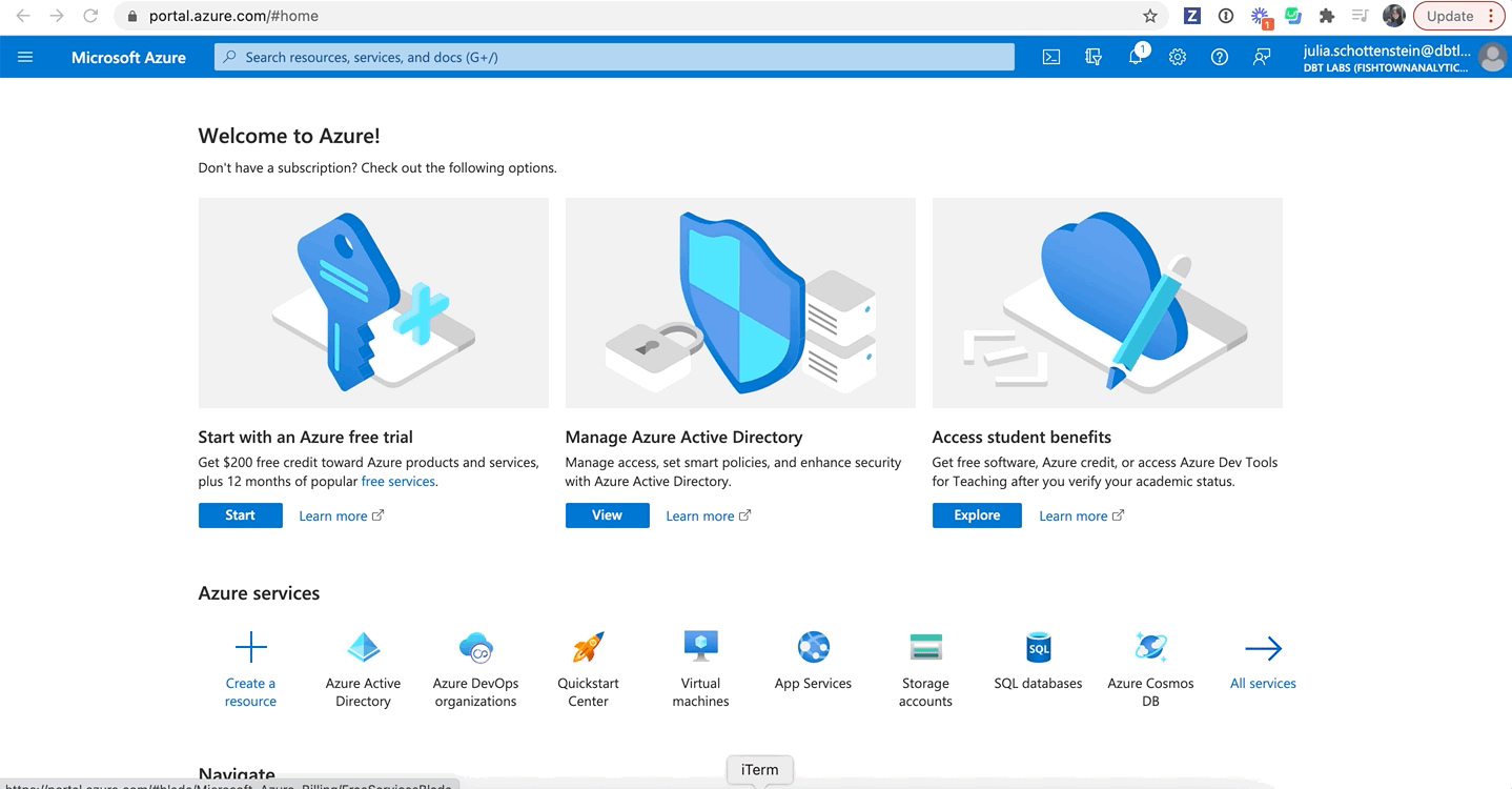 Navigating to the Azure AD app registrations